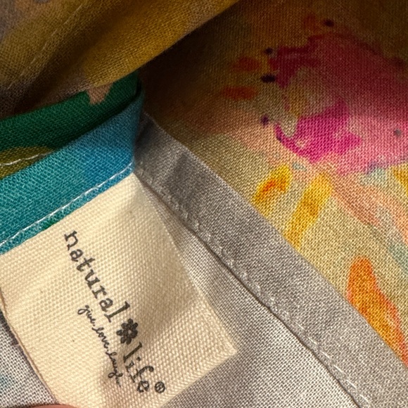 Natural Life Boho Rainbow Garden Cream Colorful Peace & Love Shower Curtain NWOT - Picture 6 of 6